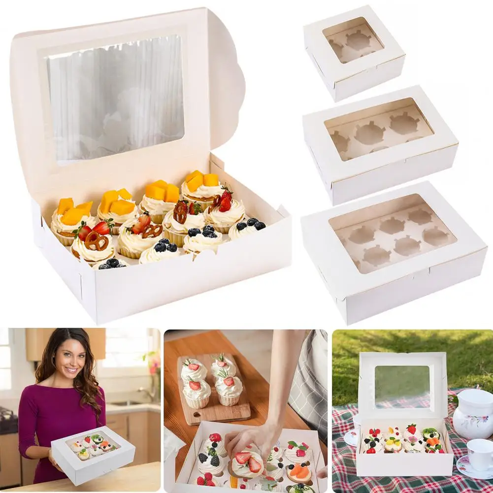 6 Pcs Cupcake Boxes Cupcake Containers With Window Cookie Boxes Treat Holiday Wedding Birthday Party Supplies