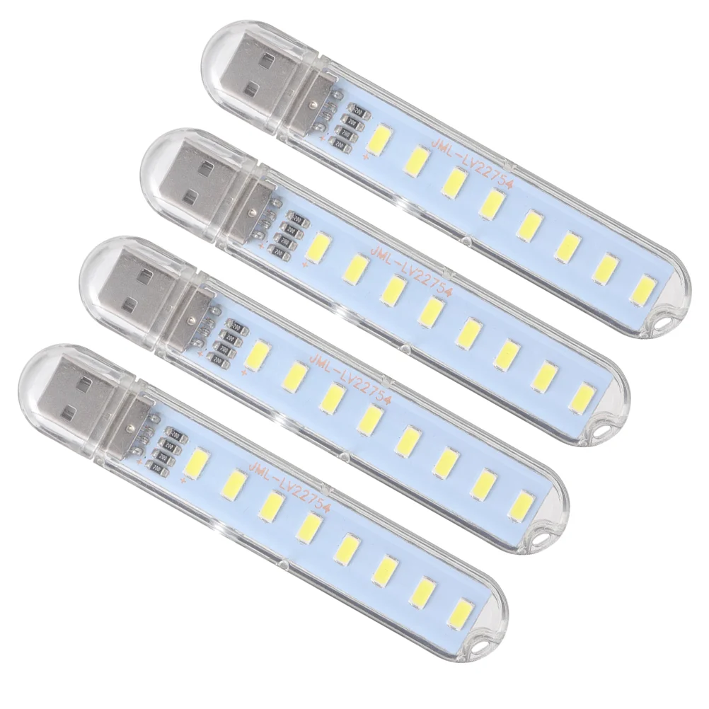 

4 Pcs Mini Night Lamp 8-LED USB LED Lamp Eye Caring Bedside Laptop Lamp