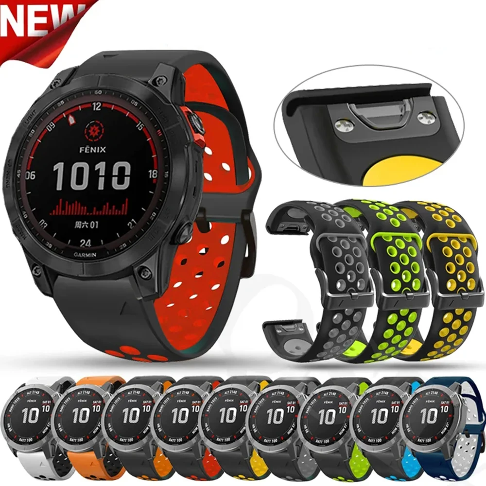 

22 26mm QuickFit Sport Silicone Watchband Strap For Garmin Fenix 7 7X 5 5X 6X 6Pro 3HR 935Smartwatch Release Quick Bracelet Belt