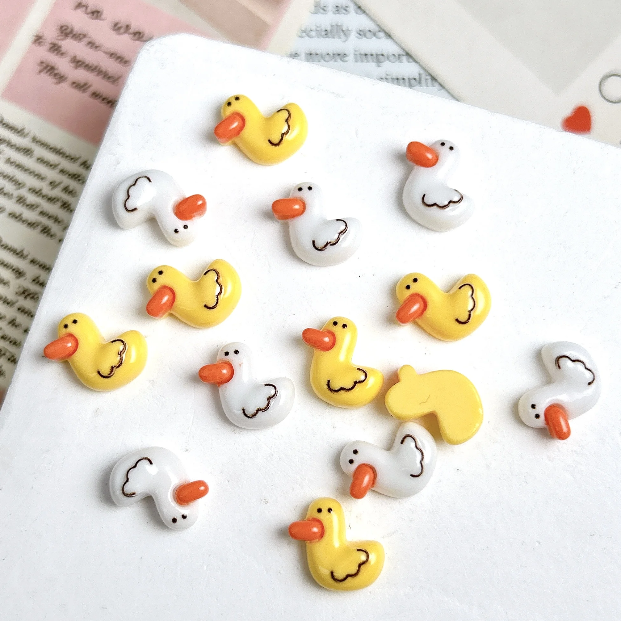 30PCS 3D Kawaii Cartoon Duck Resin Nail Charms for DIY Crafts and Decorations