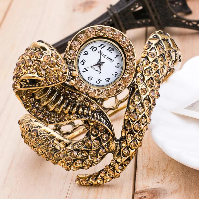 Luxury Snake Shape Women Watch Ladies Bracelet Watch Lady Retro Roman