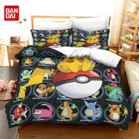 Ensemble de literie Pokemon Anime Cartoon pour enfants, housse de couette pour chambre à coucher, literie pour garçon et fille, simple, double, roi, housse de Pikachu athlon, cadeau 1