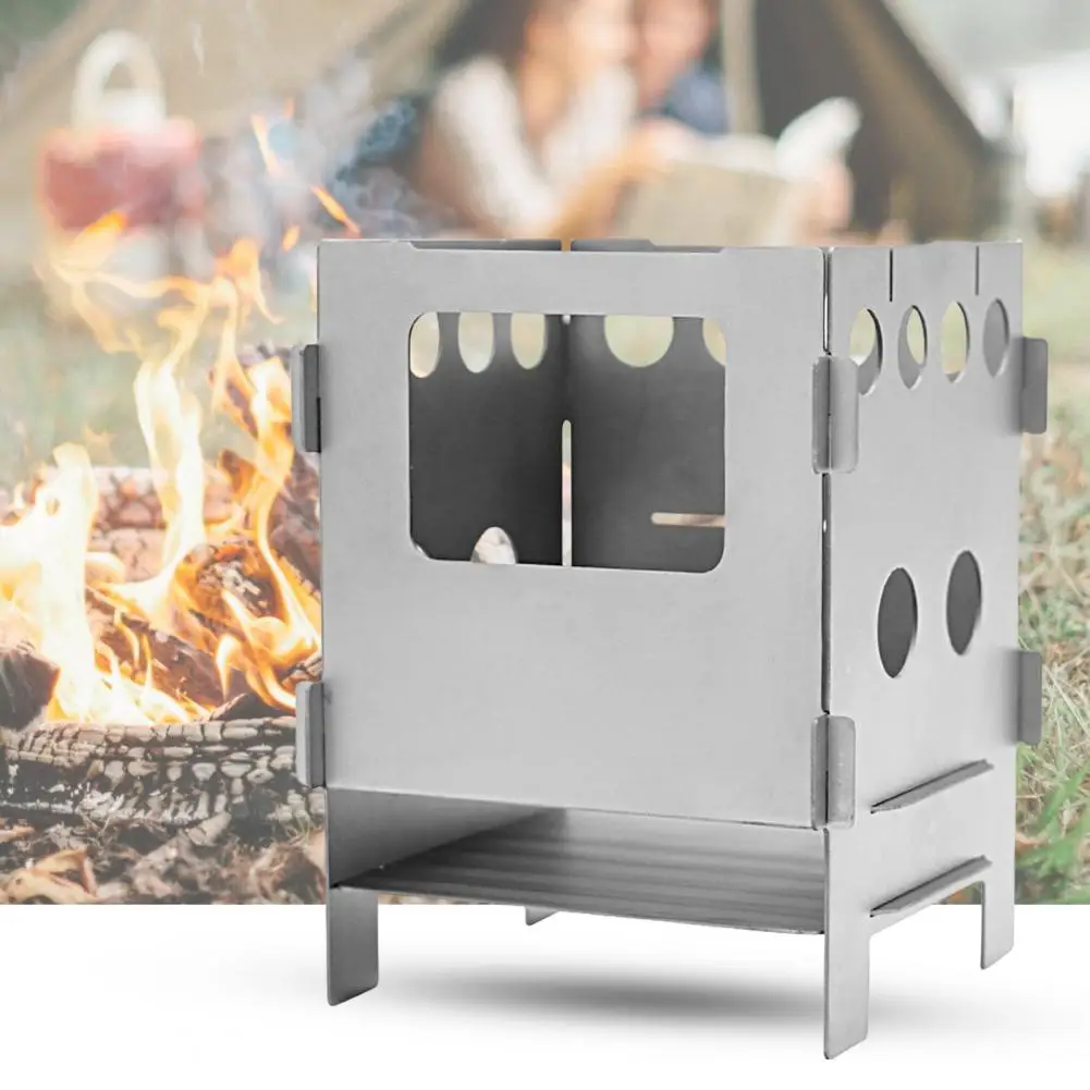 

Wood Burning Stove Portable Mini Detachable Rust-proof Corrosion-resistant Cooking Titanium Alloy High Strength