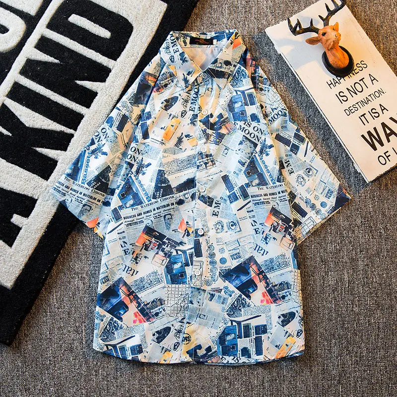 

Рубашка мужская с цветочным принтом, рубашка с коротким рукавом в винтажном стиле ретро, одежда для мужчин, для лета