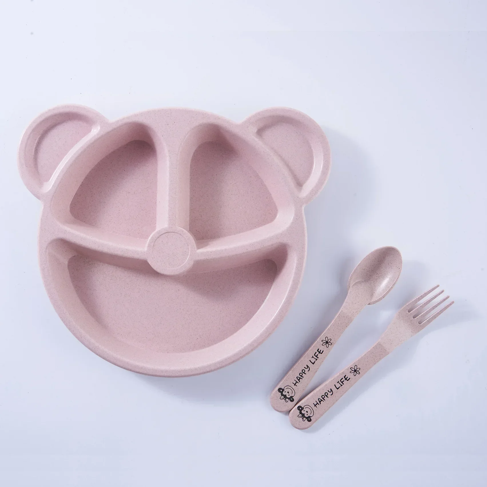 Baby bowl+spoon+fork Feeding Food Tableware Cartoon Bear Kids Dishes Eating Dinnerware Anti-hot Training Dinner Plate 3Pcs/Set baby tableware set
