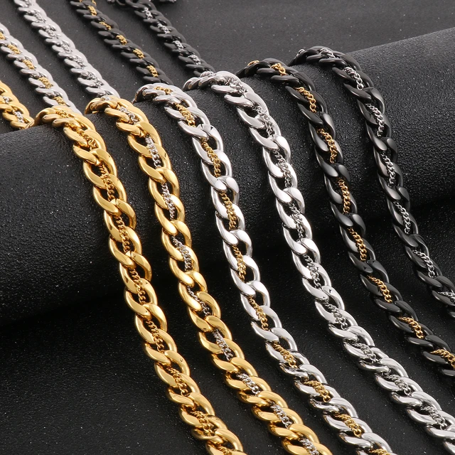Mens Double Layer Stainless Steel Necklace Chain - Stainless Steel Double  Chain - Aliexpress