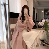 Smvp Fashion Long Knitted Cardigan Women Design Loose Senior Coat Soft Coat Woman 2024 New All-match Long Sleeve Cardigans Lady