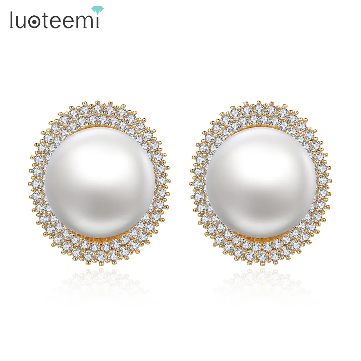 

LUOTEEMI Elegant Vintage Big Imitation Pearl Stud Earrings For Woman Korean Fashion Girl's Lady Party Chic Wedding Accessories