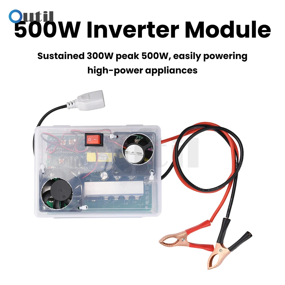 Modulo inverter da 500 W DC 12 V-14,5 V a AC 220 V, convertitore di potenza con ventola di raffreddamento e interruttore di sicurezza per piccoli elettrodomestici