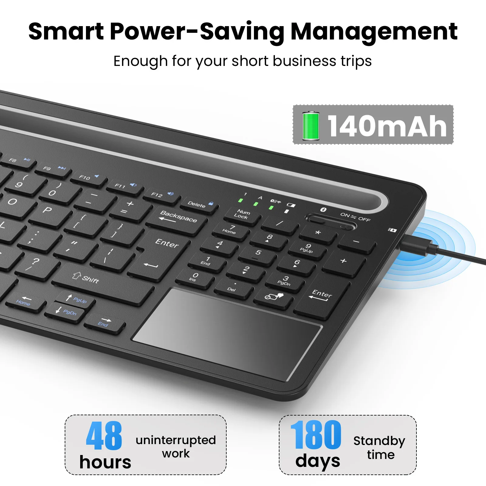 Three-mode bracket, large card slot, Bluetooth 2.4G wireless keyboard with touchpad, suitable for tablet ipad Android Huawei