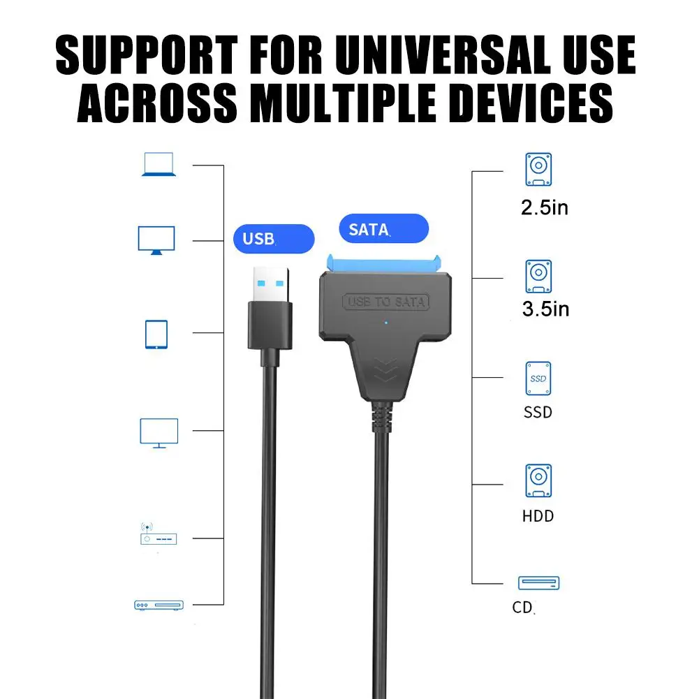 USB 3.0 to SATA Cable Adapter for 2.5 Inch External Hard Drive