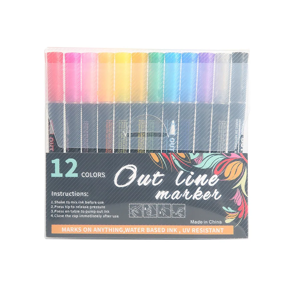 

12 Marker Pen For Highlight Painting Kit For Painting Rocks Pebbles Glass Water Based Waterproof Acrylic Paint Pen