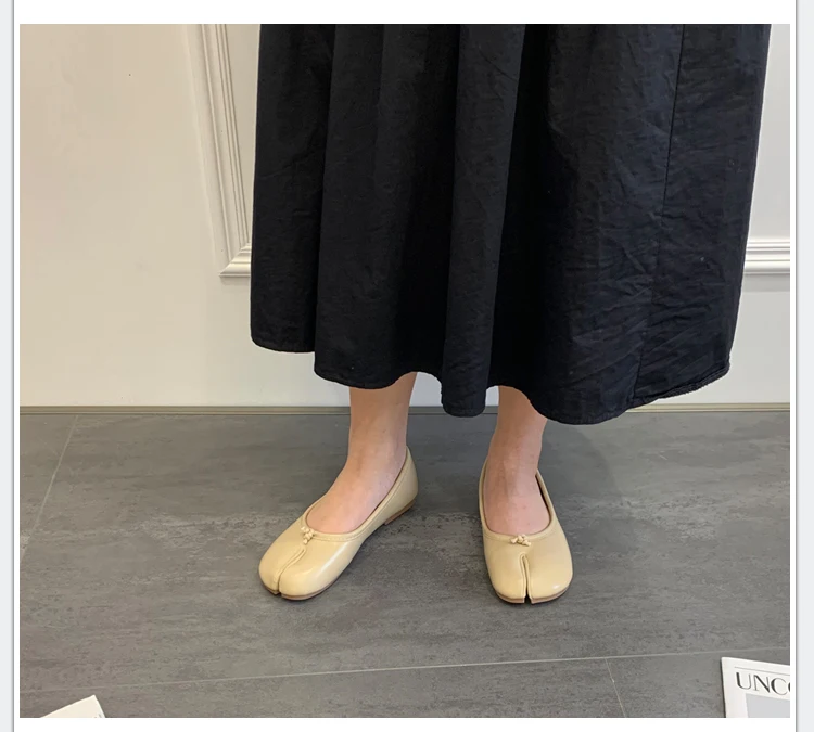 Split toe candy flats ballet shoes woman slip on loafers soft bottom moccasins bow-tie ballerina single tabi ninja women shoes