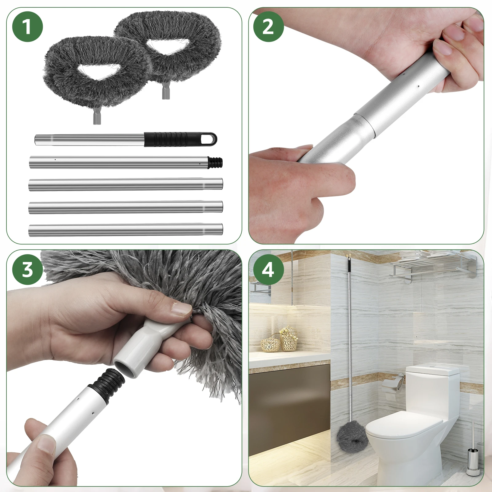 Ceiling Fan Duster with Detachable Heads and Extension Pole