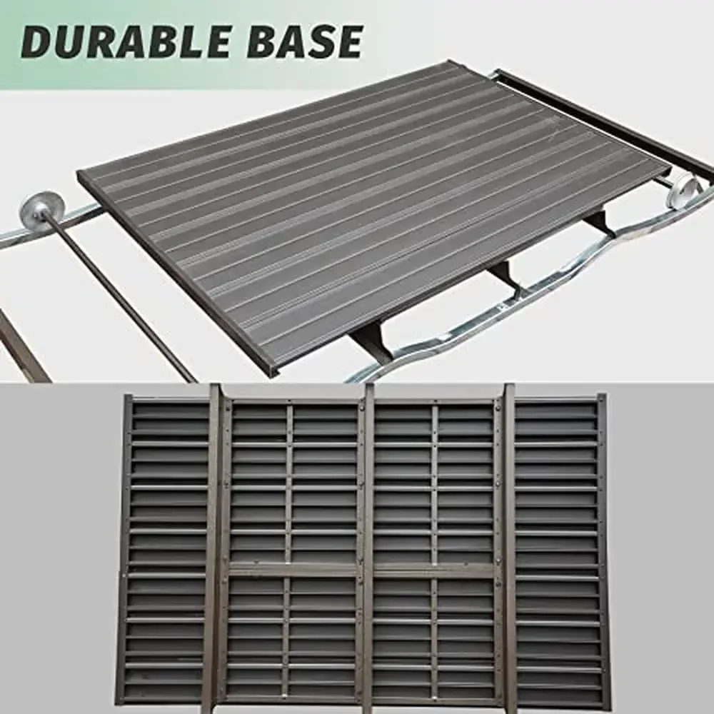 Aluminum Frame 4-Seat Outdoor Glider Bench with Canopy Sling Seat Retro Metal Patio Swing Chair Garden Furniture 5