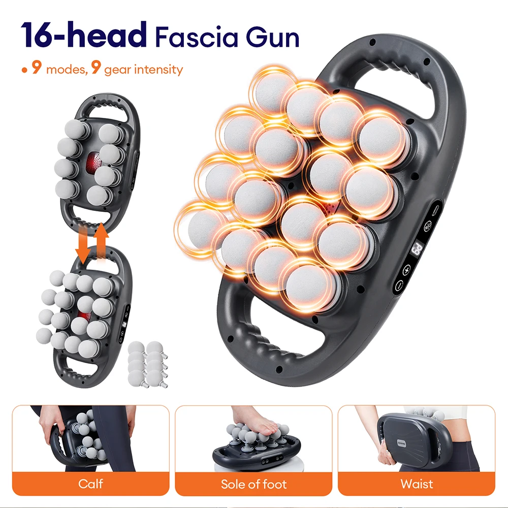 8/16 Heads Body Massage Gun High-Frequency Vibration Fascia Gun Back Waist Massager Neck Shoulder Massager Muscle masajeador