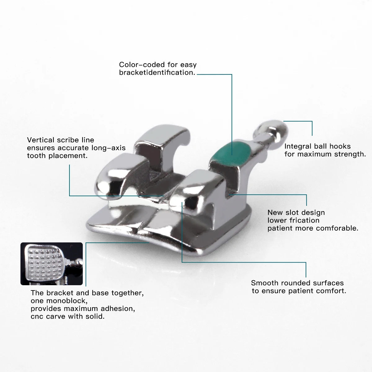 AZDENT Dental Kieferorthopädische Metallklammern Mini Roth MBT 022/018 Haken 345 MIM Monoblock Zahnspangen für Zähne Zahnarztmaterialien – Detail 3