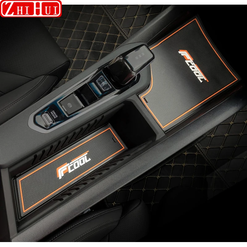 

For Geely New Coolray 2024 2023 Restyling Car Storage Box Pad Non-Slip dustproof Silicone Door Slot Water Cup Pad Accessories