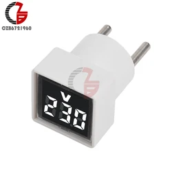 EU Plug Digital Voltmeter with LED Display 50V-500V (White)