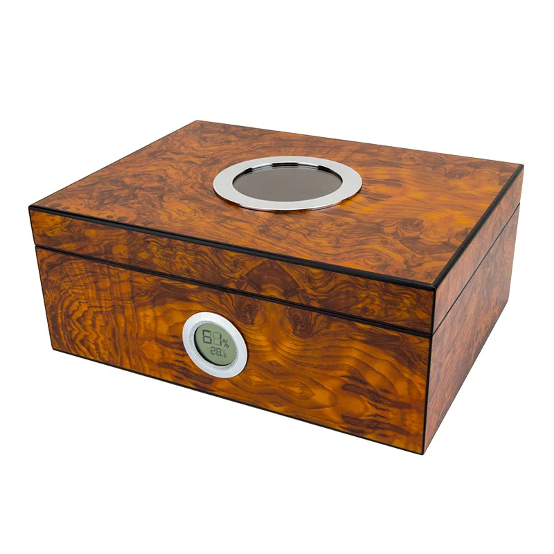 Lubinski Humidor Circular Seethrough Window Cedar Wood Electronic