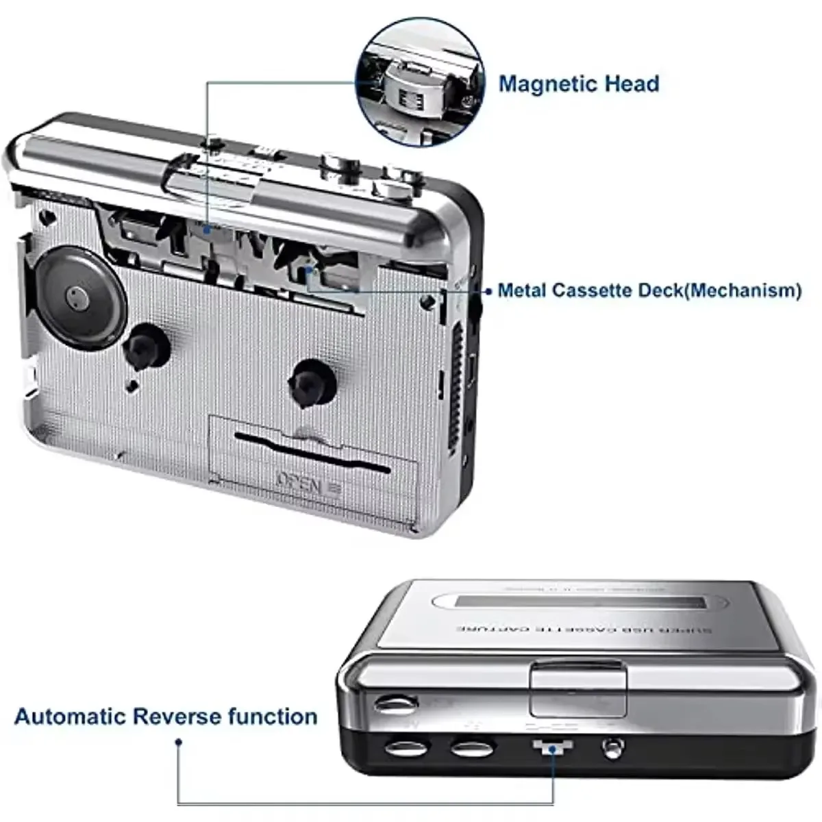 Gtwoilt Walkman Cassette Player to MP3 CD Converter Audio Music Player Compatible with Laptop PC Convert Cassette to Digital