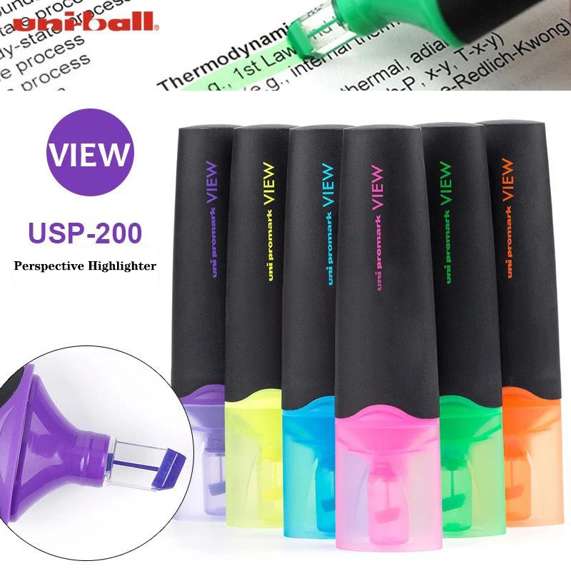 

6colors Uni Perspective Highlighter USP-200 Quick-drying Waterproof Marker Pen Students Use Office Pastel Stationery Rotuladores