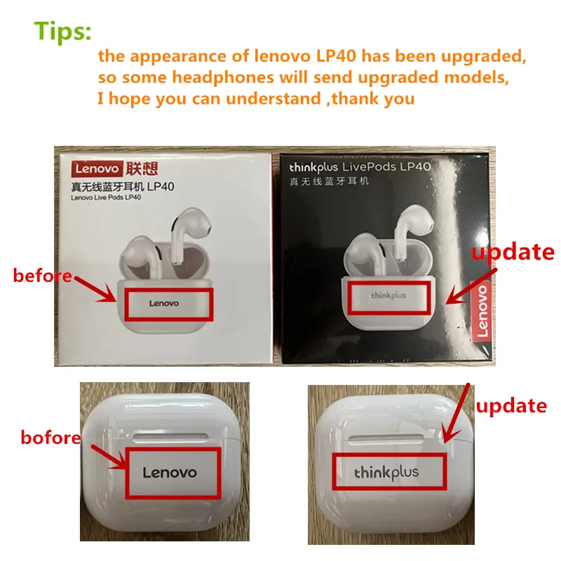Original Lenovo LP40 wireless headphones TWS Bluetooth Earphones Touch Control Sport Headset Stereo Earbuds For Phone Android - Image 6