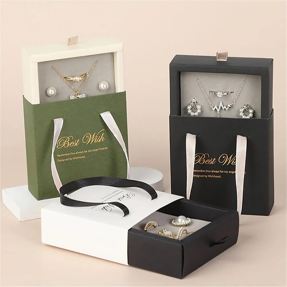 Paper Drawer Jewelry Box for Necklace Ring Earrings Jewelry Packaging for  Small Business Gift Boxes for Jewellery - AliExpress