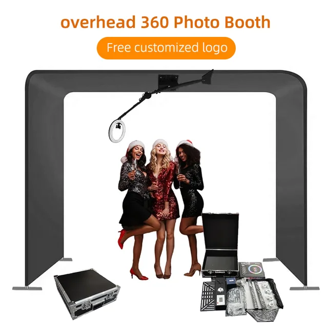 Overhead 360 Photo Booth Machine Scene Platform Automatic Spinner Selfie  Video Booth Frame for 7-10 Peoples Rotating 360 Camera Booth Truss with