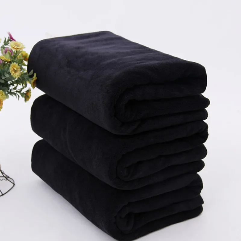 Microfiber Bath Towel - Soft and Lightweight Face Towel, Odorless Bath, Spa, and Gym Towel (Black)