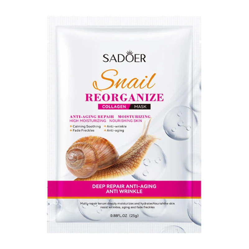 10pcs SADOER Snail Collagen Facial Masks Firming Moisturizing Brightening Hydrating Face Mask Beauty Face Skin Care Products