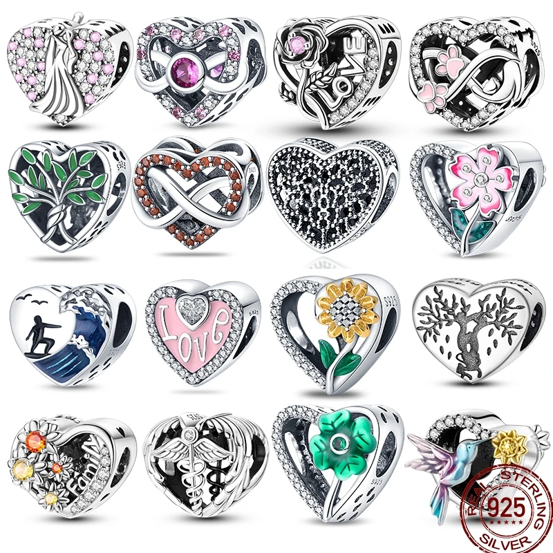 925 Sterling Silver Emotional Heart-Shaped Design Charm Beaded Beads For 3MM Original Bracelet Diy