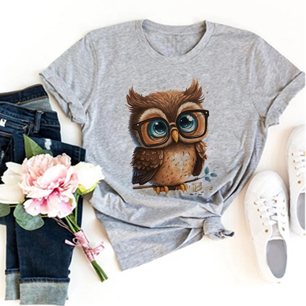 

Cute Owl tshirt women funny Japanese t shirt girl manga clothing