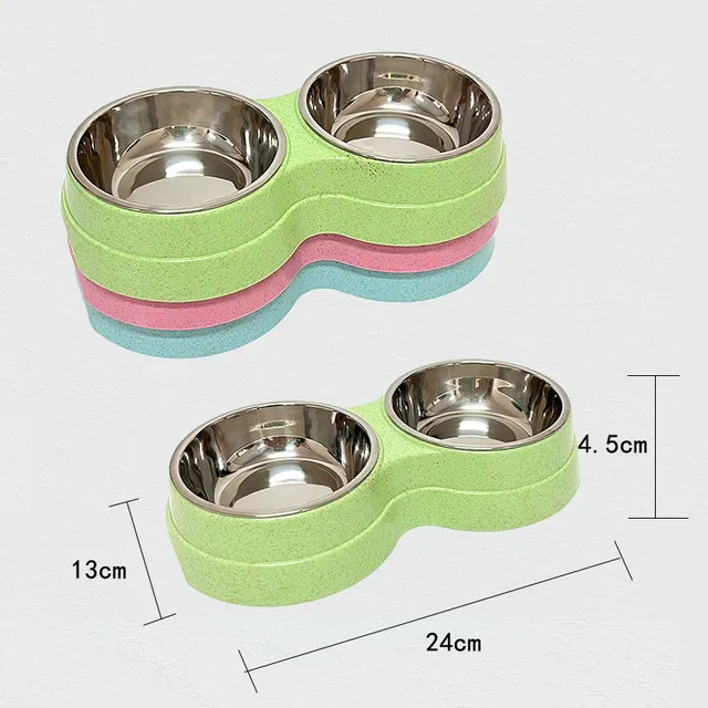 Double Pet Bowls Dog Food Water Feeder Stainless Steel Pet Drinking Dish Feeder Cat Puppy Feeding Supplies Small Dog Accessories 5