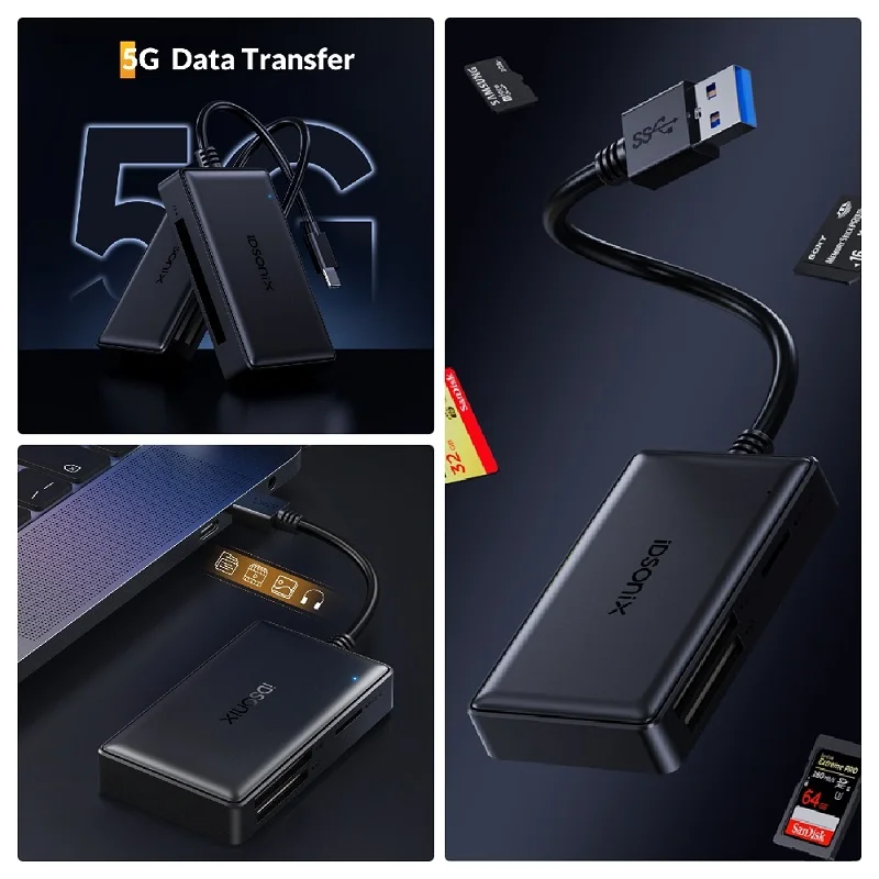 Idsonix Usb 3.0 Usb C Card Reader 4 In 1 Memory Smart Card Reader Sd Tf
