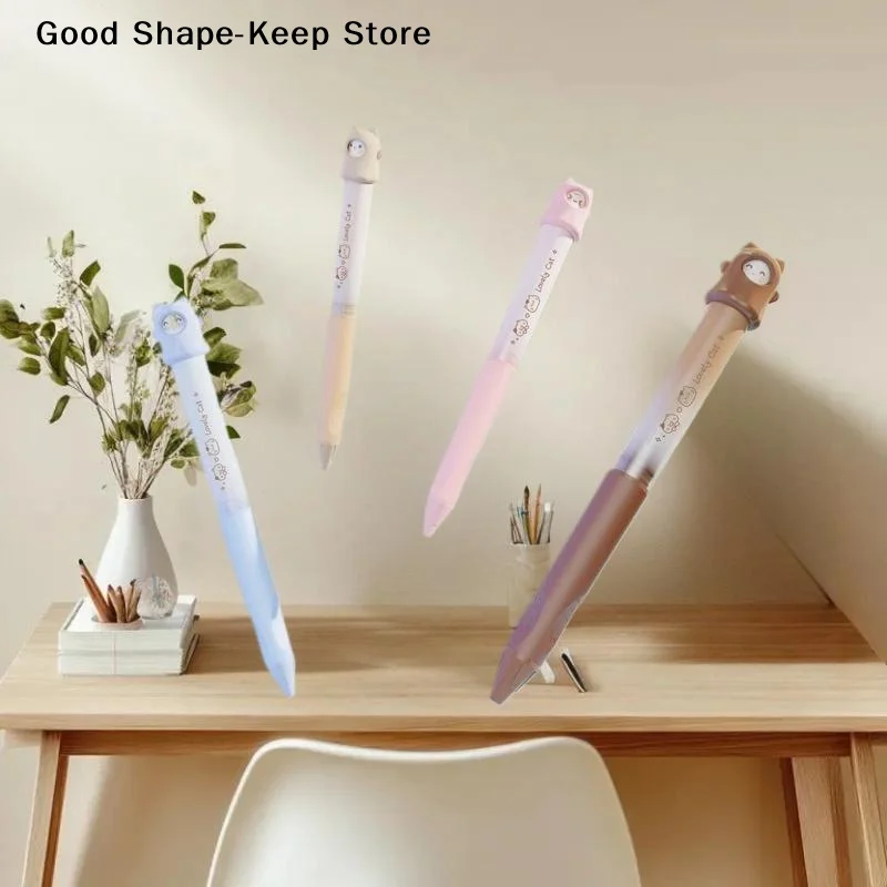 흥미로운 고양이 무늬 회전 젤 펜 0.5mm 검정색 (학교 및 사무실용)