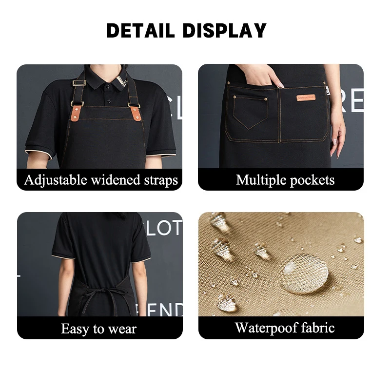 Salon Apron Customized Logo Nails Beauty Barber Studio Men's Women's Aprons Canvas Waterproof Mandil Kitchen Cooking Pinny 2