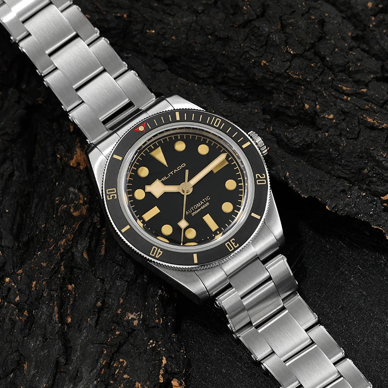 Militado ML06 BB58 NH35 Movement Luminous Watches Domed Sapphire Crystal, High Clear AR Coating 200M Waterproof Wristwatch