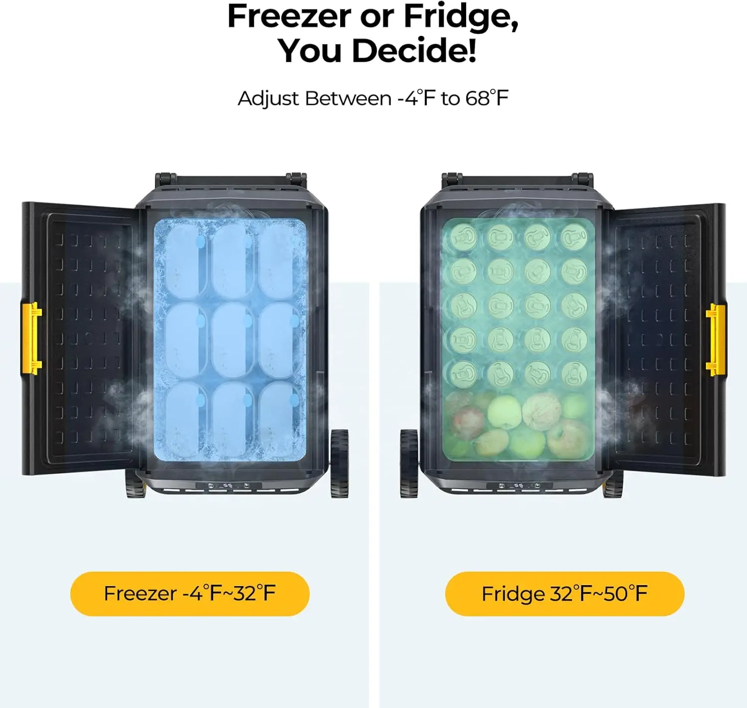 Portable 12V Car Refrigerator and Freezer, 42 Quart Capacity with App Control, Temperature Range from -4℉ to 68℉