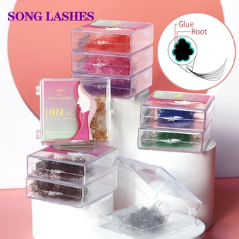 Song Lashes 색상 느슨한 팬 사전 제작 된 볼륨 팬 500 팬 래시 6D Pointy Base Premade 볼륨 팬 속눈썹 연장