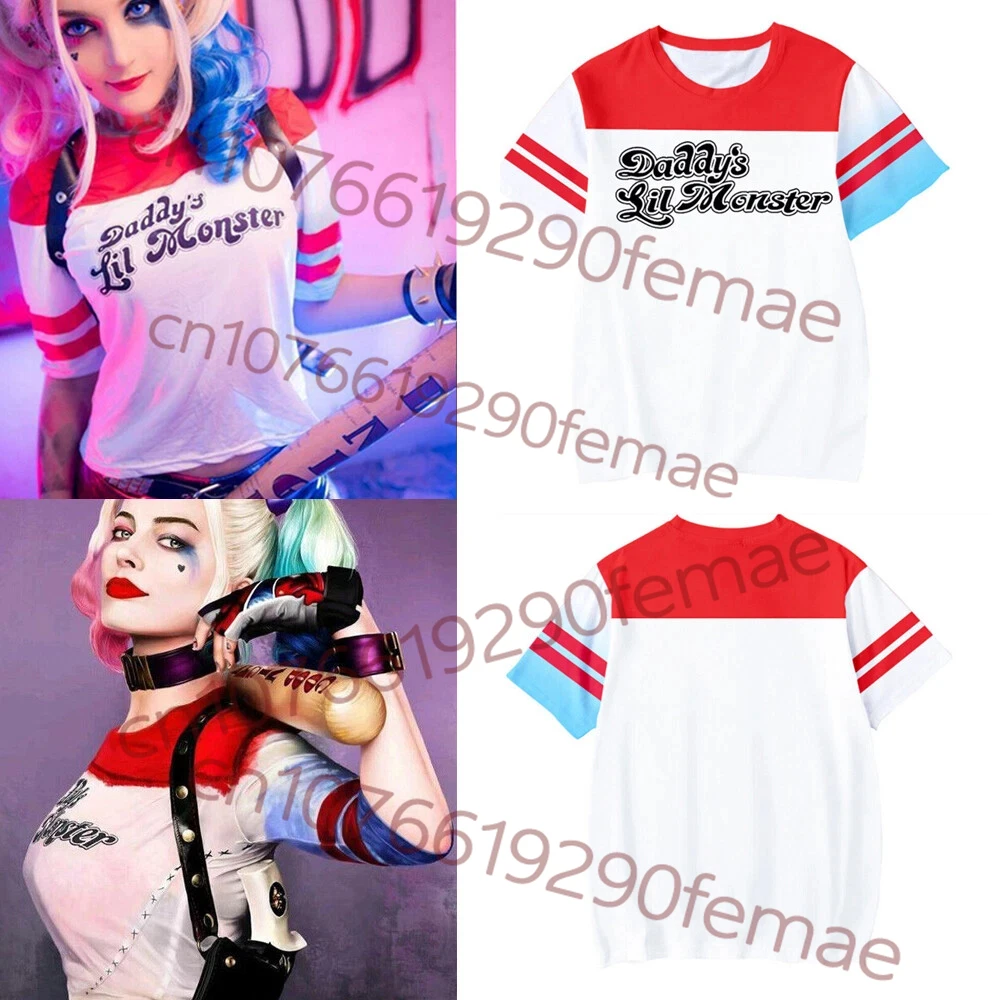 Kinder-Film-Merchandise-T-Shirt: Suicide Squad Harley Quinn Replika-Stil, leichtes Frühjahr-/Sommer-Oberteil, Alltags- und Party-Outfit