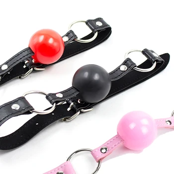 Couples Solid Open Mouth Ball Soft Silicone Gag Flail Adult Games Bondage Fetish Leather Strap Gag Ball Sex Toy for Women Erotic 1