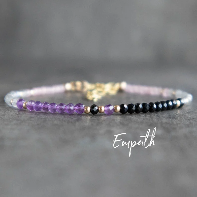 Защитный Браслет Empath с черным турмалином, розовым кварцем, аметистом, лабрадоритом, ювелирные изделия с кристаллами, регулируемое лечение