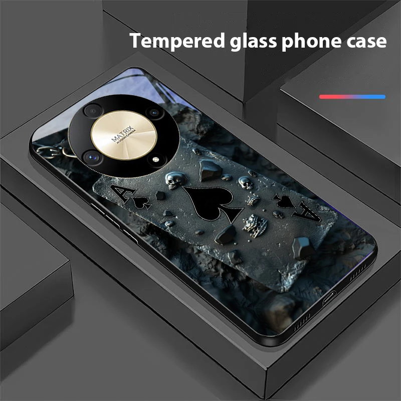 Skeleton Pendant Tempered Glass Phone Case