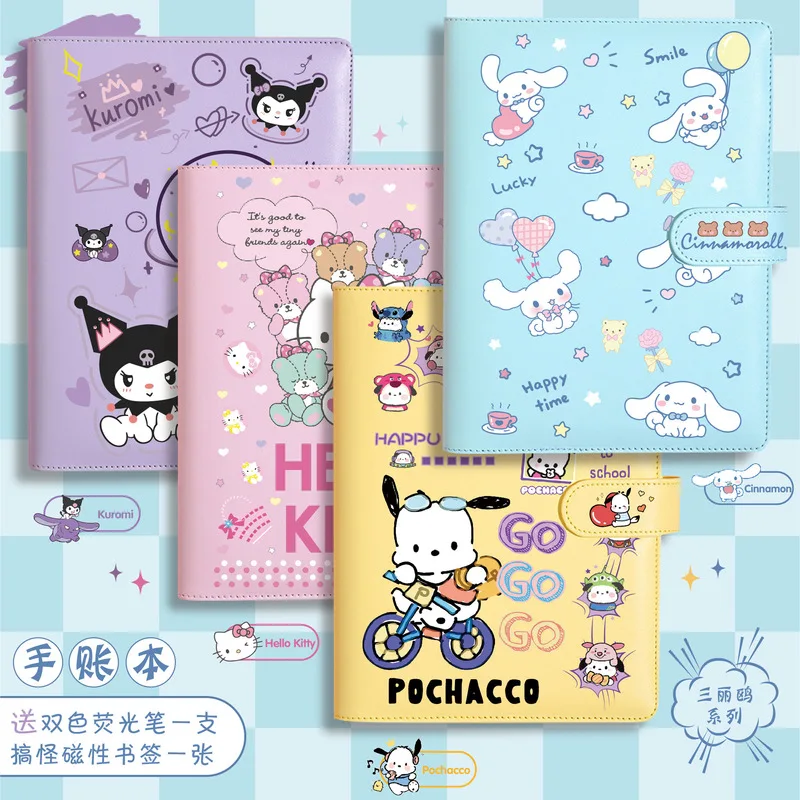 Stitch Cute A6 Handbook Cartoon Notebook PU Cover High Beauty Diary Student Loose leaf Diary Birthday Gift Office Supplies 5