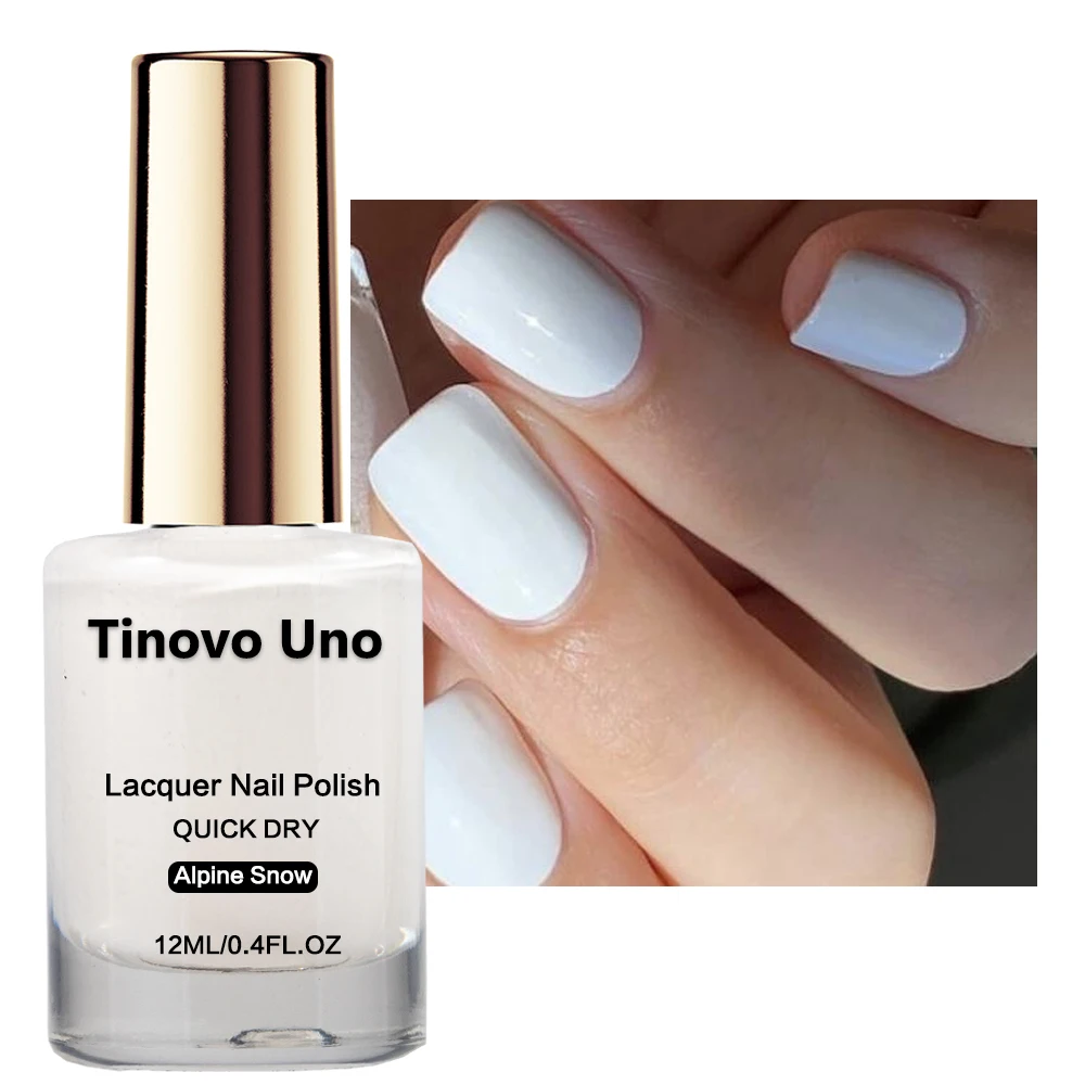 Tinovo Uno White Nail Polish Natural Dry Normal Nail Lacquer Strengthener Treatment Care 12ML Non-peeling Oil-based Nail Enamel 2