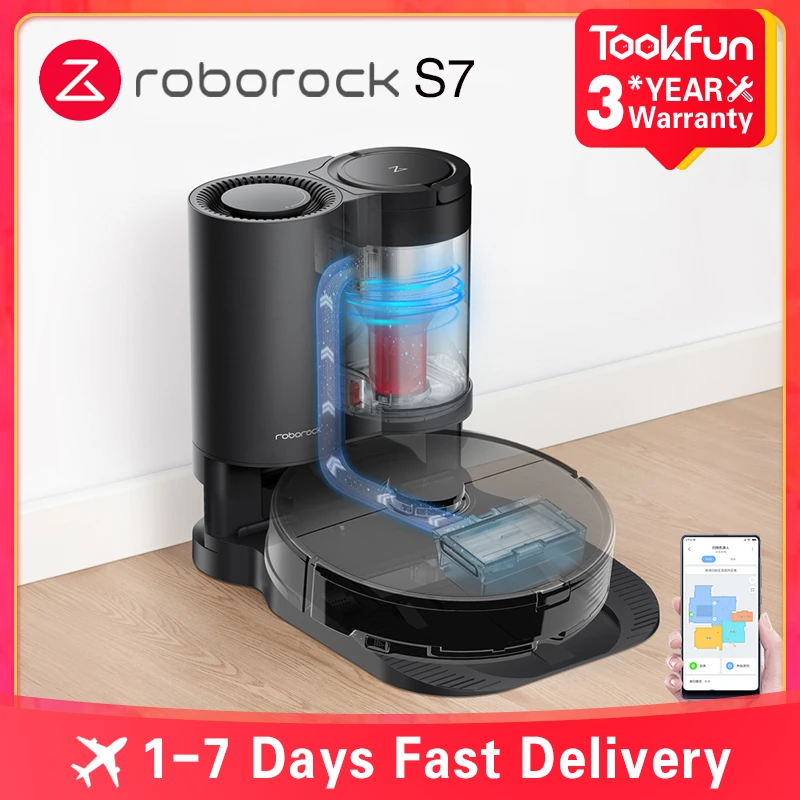 Roborock Robot Vacuum Cleaner S7 for Home Sweeping Dust Sterilize Cyclone Suction Sonic vibration Washing Mop Smart Planned