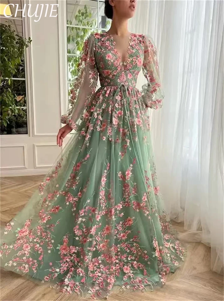 Long Sleeves Applique Women Prom Dress Evening Dresses Summer Beach Wedding  Party Gowns Line Customized Celebirty Birthday Dress - AliExpress 320