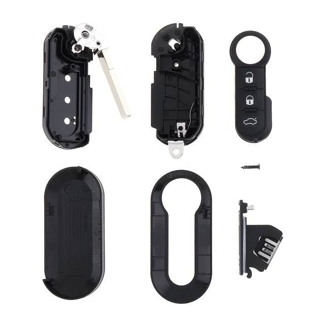 3 ปุ่มกุญแจรถรีโมทคอนโทรลพับเปลี่ยน Key SHELL Case Fit สําหรับ Fiat 500 PANDA Punto Bravo 5