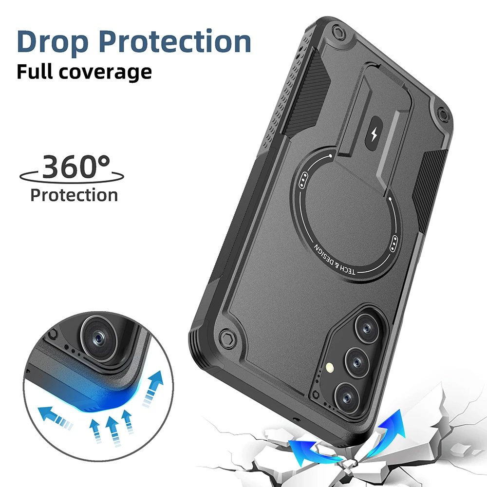 Shockproof Stand Holder Case with Wireless Charging Compatibility